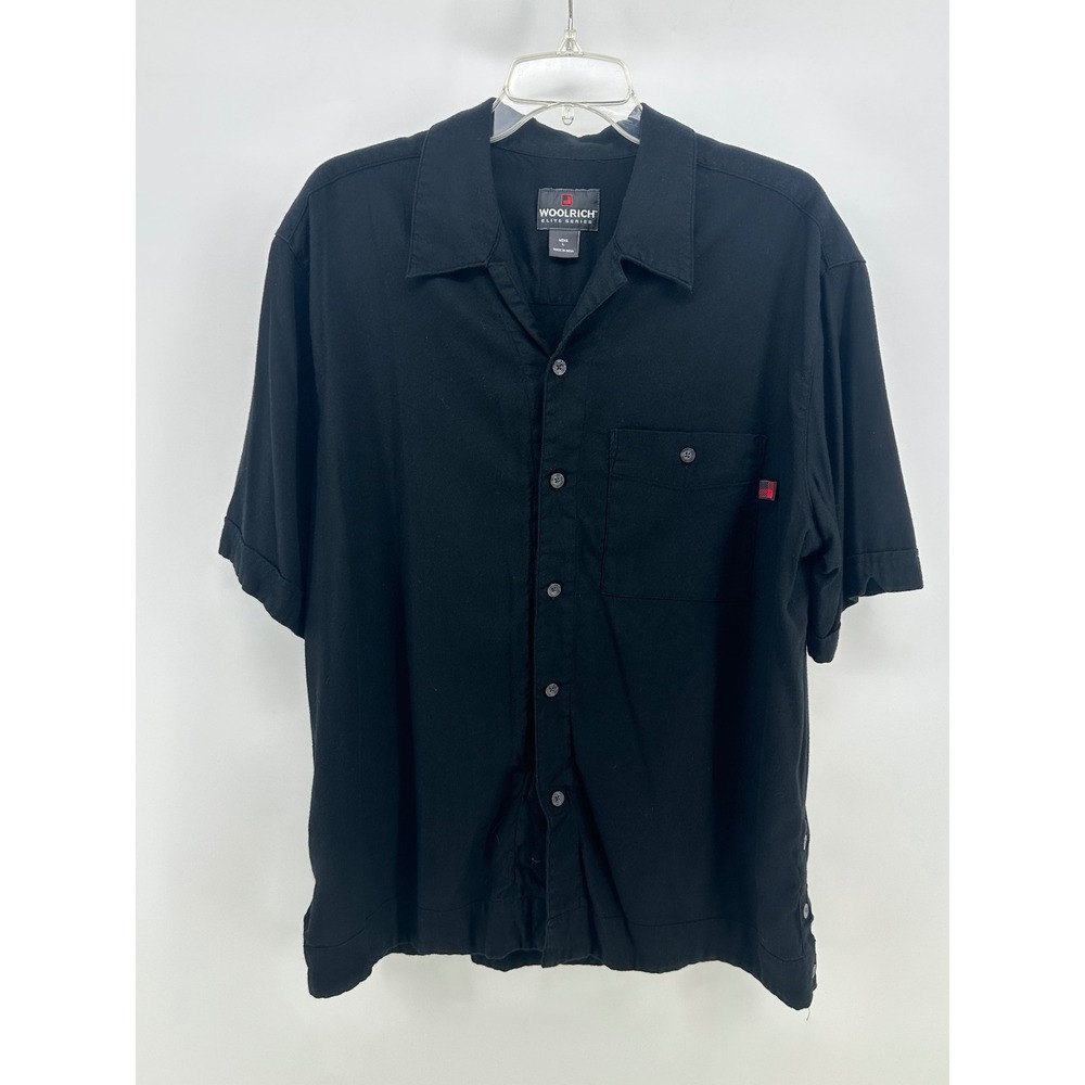 Woolrich Elite Series Mens Large Black Short Sleeve Tactical Button Up Shirt